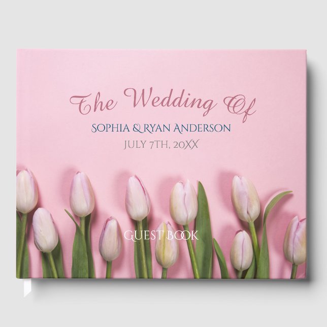 Bröllop i, Namn och datum, tulpaner eller fotofoto Gästböcker (Framsida)