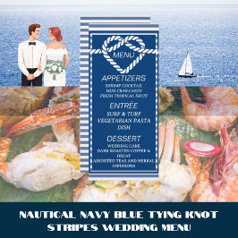 Bröllop i Nautisk marinblå Tying Knot Rand Meny