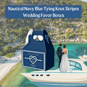 Bröllop i Nautisk marinblå Tying Knot Rand Presentaskar