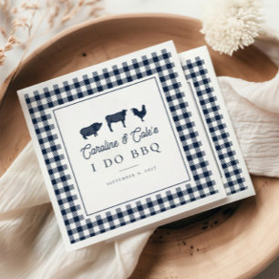 Bröllop i Navy Blue Rustic Land "I Do BBQ" Pappersservett