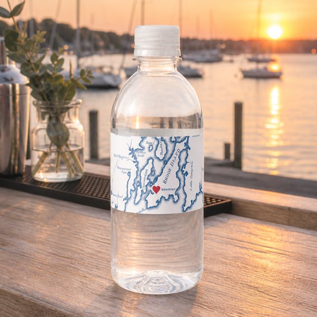Bröllop i Newport Rhode Island Vattenflaskor Etikett (Newport RI Wedding Water Bottle label wedding welcome bag favors by Coastal Map Designs)