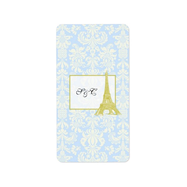 Bröllop i Paris Black Damask Hershey's Wrapper Adressetikett (Framsidan)