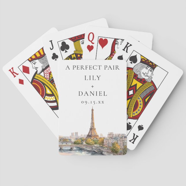 Bröllop i Paris Frankrike Perfekt Par Present Casinokort (Baksidan)