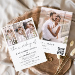 Bröllop i Photo QR-koden Bröllop Inbjudningar<br><div class="desc">Bröllop i Modern Elegant QR-kod,  fyra (4) fotokollage och inbjudan till minimalistiskt bröllop med stora datum. Bröllopekorten innehåller en modern typografi som är elegant,  enkel och modern till använda efter er minimalistiska enkla bröllopsdag firande.</div>