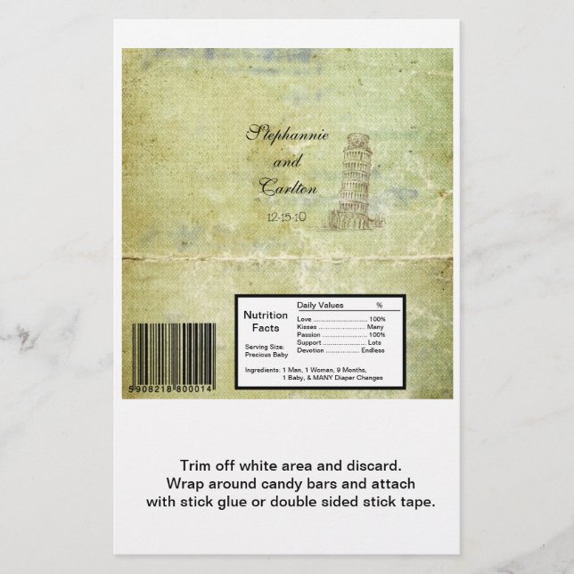 Bröllop i Pisa Hersheys stora Pub Wrapper Flygblad (Framsidan)