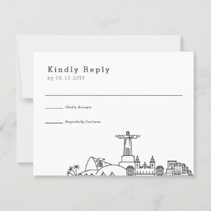 Bröllop i Rio De Janeiro Stylized Skyline OSA Kort