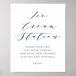 Bröllop Ice Cream Pub, marinblått, minimalistiskt Poster