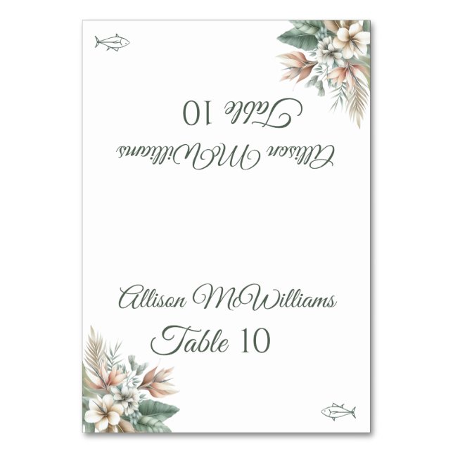 Bröllop-ikonen för Tropical Elegance-Fish-Icon- Bordsnummer (Framsidan)