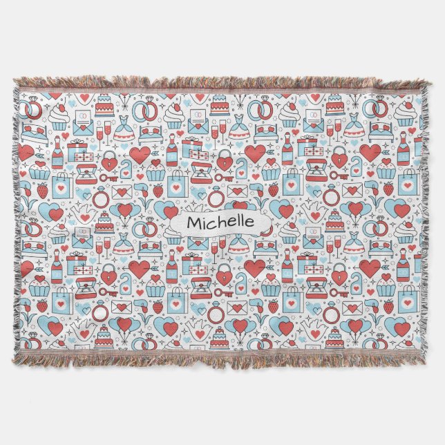 Bröllop-ikoner - eget namn - kasta filt (Framsidan)