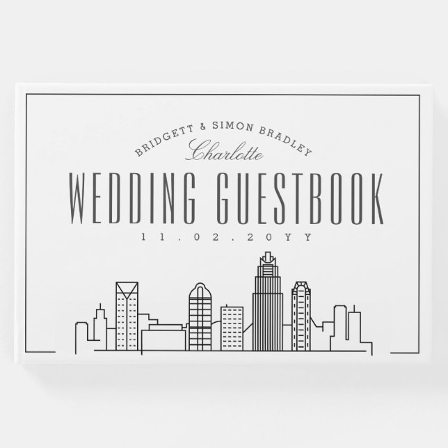 Bröllop in Charlotte | Deco Skyline Guest Bok (Framsida)