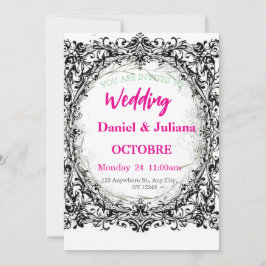 bröllop, inbjudan, blommigt, rosa, elegant, romant julkort