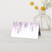 Bröllop indigo rosa-blomkaskadplatskort