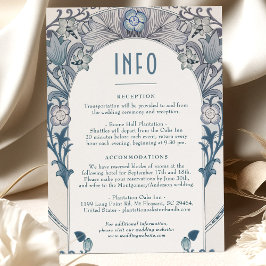 Bröllop INFO Art nouveau Dusty Blue W Morris Inbjudningar