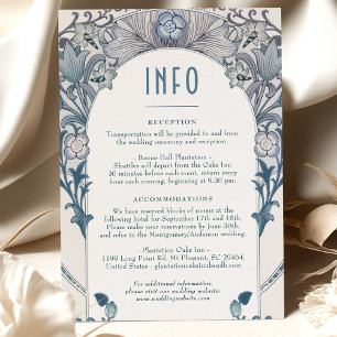 Bröllop INFO Art nouveau Dusty Blue W Morris Inbjudningar