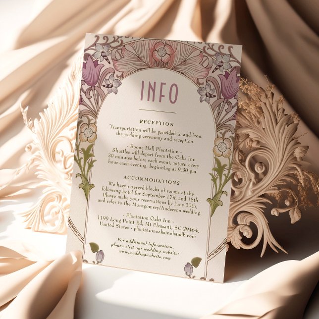 Bröllop INFO Art nouveau William Morris Lavender Inbjudningar (Skapare uppladdad)