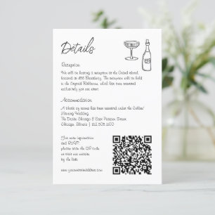 bröllop info om hand plockade för vismisk retro QR Tilläggskort