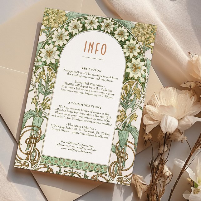Bröllop INFO Vintage Art nouveau Mucha Inbjudningar (Skapare uppladdad)