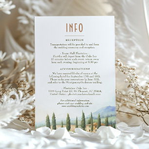 Bröllop Infoga INFO och Detaljer Toscana Inbjudningar