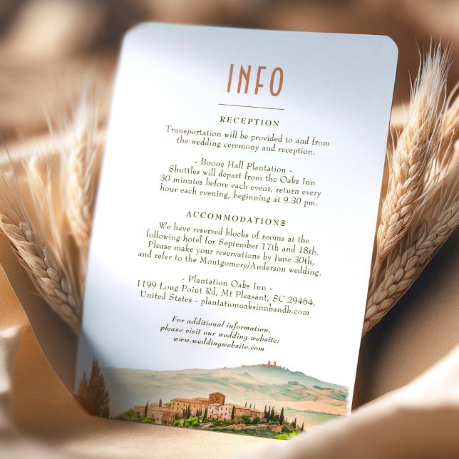 Bröllop Infoga INFO och Detaljer Toscana Inbjudningar (Skapare uppladdad)