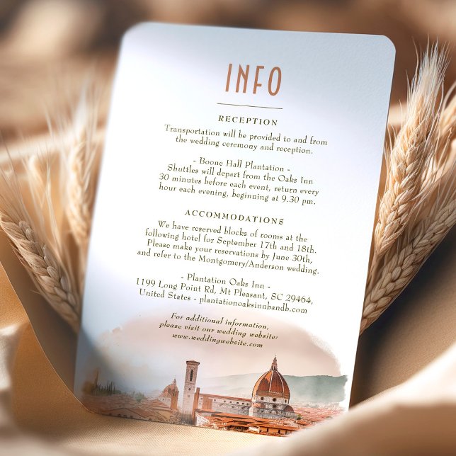 Bröllop Infoga INFO och Italien Florens Inbjudningar (Skapare uppladdad)