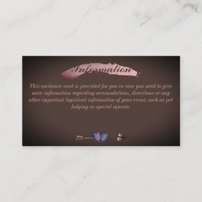 Bröllop Information Chocolate Sangria Tilläggskort (Framsida)