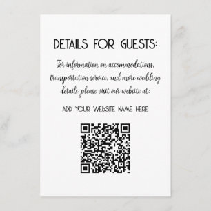 Bröllop Information Guests QR-Elegant MInimal Tilläggskort