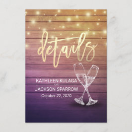 Bröllop Information Information om champagne Glass Tilläggskort