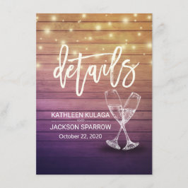 Bröllop Information Information om champagne Glass Tilläggskort