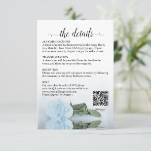 Bröllop Information Light Dusty Blue Ro QR-kod Tilläggskort
