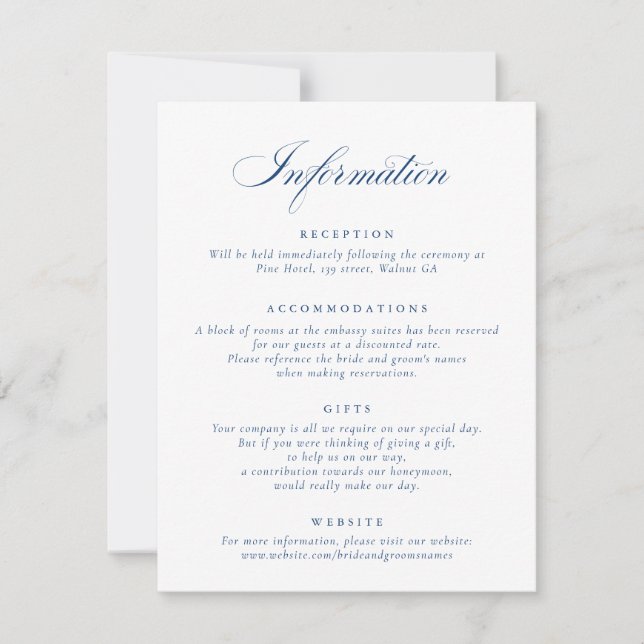 Bröllop-information om elegant Calligraphy-skript Inbjudningar (Framsida)