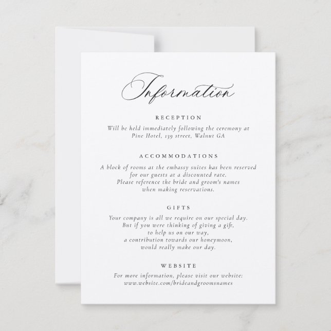 Bröllop-information om elegant Calligraphy-skript Inbjudningar (Framsida)