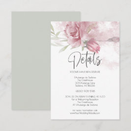 Bröllop Information om Rosa Watercolor Ro Inbjudningar