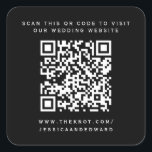 Bröllop-information Qr-kod Enkel svart, minimal Ch Fyrkantigt Klistermärke<br><div class="desc">Designad för par som uppskattar enkelheten i modern estetik. Användan av en QR-kod gör det möjligt för dina gäster att få tillgång till detaljerad information om bröllop när det passar dem,  medan den svarta och minimala designen tillför en liten del av klassen.</div>