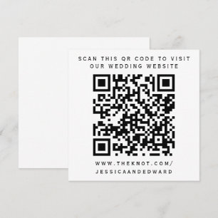 Bröllop-information Qr-kod Enkel svart, minimal Ch Program