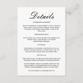 Bröllop-information Qr-kod Enkel svart, minimal Ch Tilläggskort