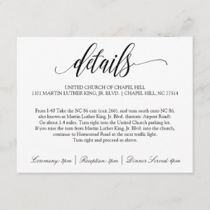 Bröllop-informationskort   Luxe Calligraphy (Black Tilläggskort