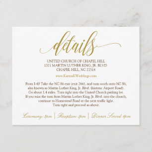 Bröllop-informationskort Luxe Calligraphy (Guld) Tilläggskort