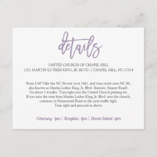 Bröllop-informationskort Push Lettered Lavender Tilläggskort