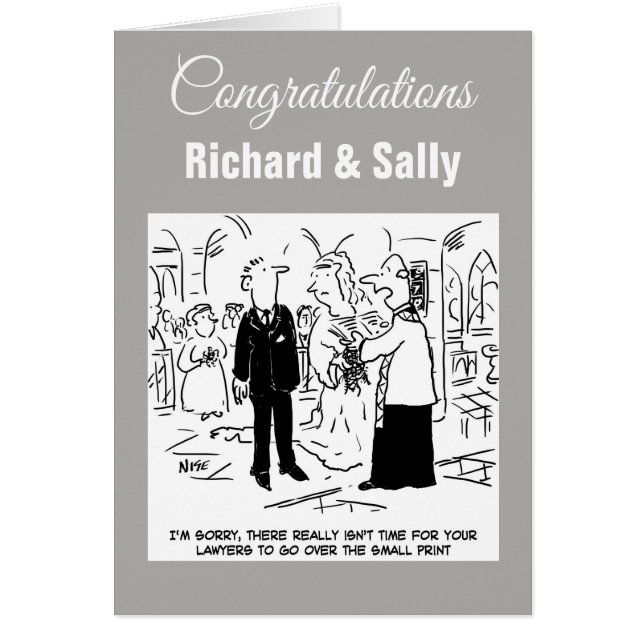 Bröllop. Ingen tid att gå över till liten utskrift Hälsningskort (Framsidan)