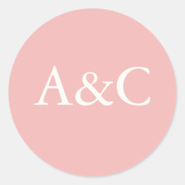 Bröllop initialer Cream och Rosa Runt Klistermärke