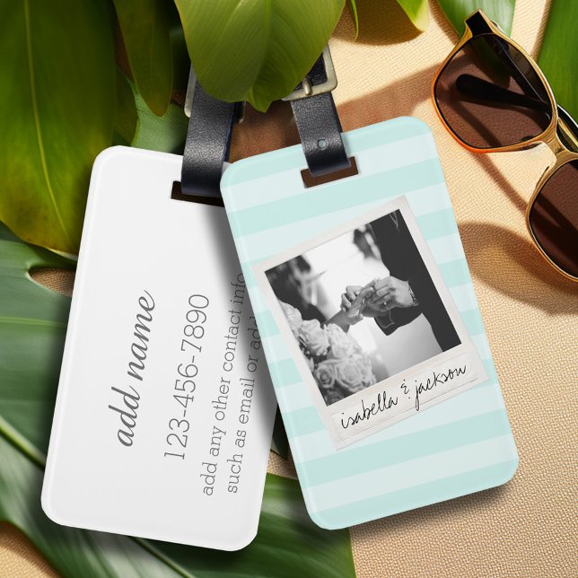 Bröllop Instagram Photo Retro ram Anpassningsbar T Bagagebricka (Personalized luggage tag - Wedding Photo)