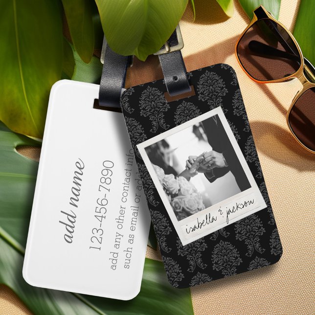 Bröllop Instagram Photo Retro ram Anpassningsbar T Bagagebricka (Personalized luggage tag - Wedding Photo)