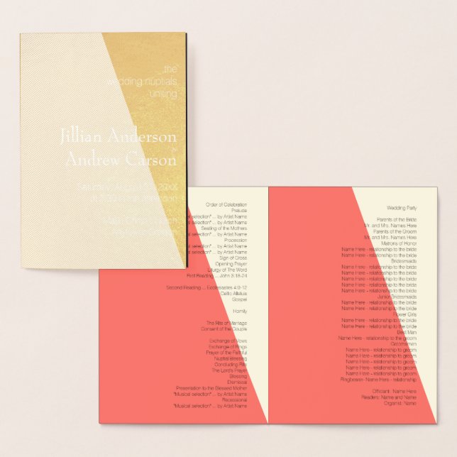 Bröllop Internationell 💕 Elegant Coral Program (Display)
