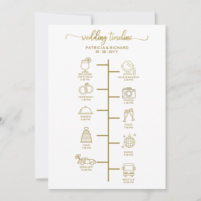 Bröllop Itinerary Cocktail - Icon Bröllop Välkomme Inbjudningar (Framsida)