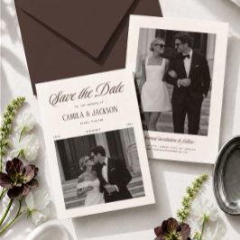 Bröllop Ivory och Brun Save the Date Inbjudningar