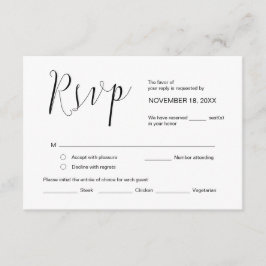 Bröllop-kalligrafi, enkelt svart skript, OSA Tilläggskort