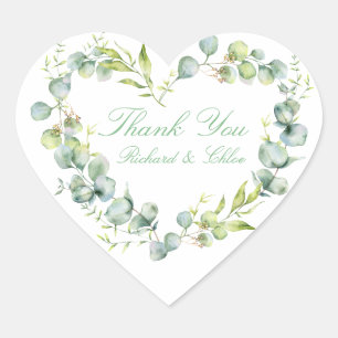 Bröllop Kärlek Heart Sticker Rustic botaniska Mode Hjärtformat Klistermärke