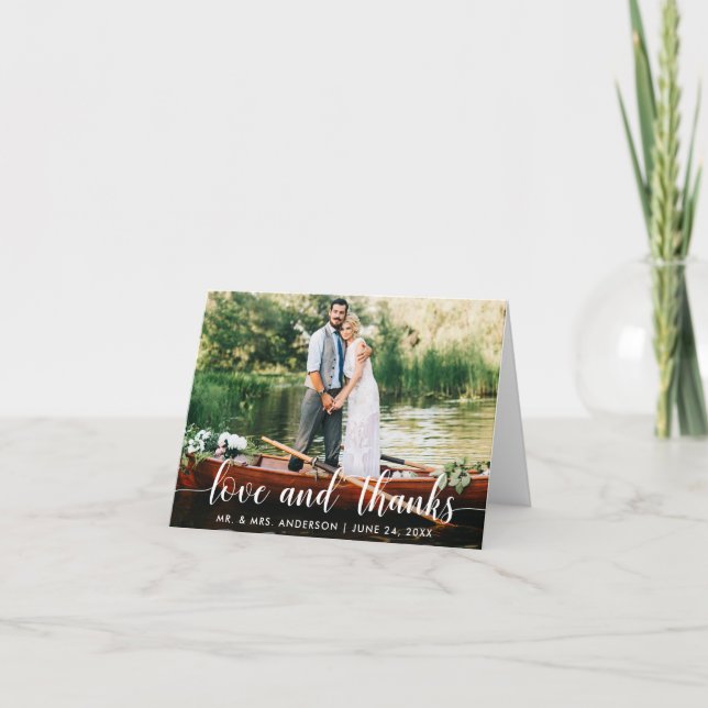 Bröllop Kärlek och tack, Bride Groom Photo Note Tack Kort (Framsida)