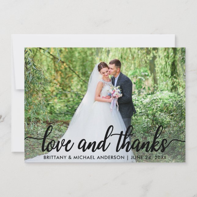 Bröllop Kärlek och tack | Photo Tack Blk Kort (Framsida)