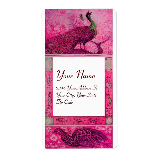 BRÖLLOP KÄRLEK PEACOCKS,röd fuchsia rosa vit Fraktsedel (Framsidan)